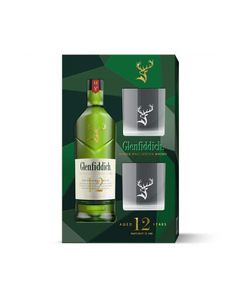 Glenfiddich 12YO Single Malt Whisky 0.7L 2 Pahare