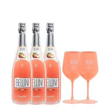 Pachet Bellini Canella Aperitiv 3 X 0.75L  2 Pahare Cu Picior