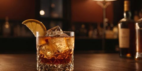 whiskey pahar de whisky cu gheata si lamaie