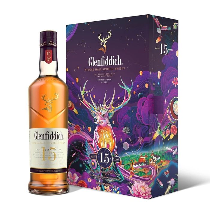 Glenfiddich 15YO Single Malt Whisky Chinese NY Edition 2 Pahare 0.7L