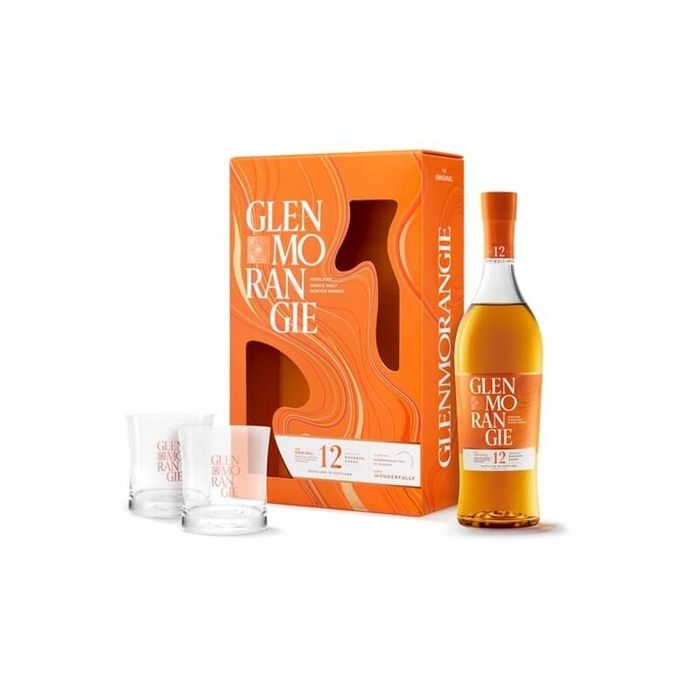 Glenmorangie Single Malt Whisky 12YO + 2 Pahare 0.7L