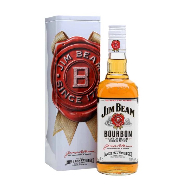 Jim Beam Whiskey White 0.7L Metal Box