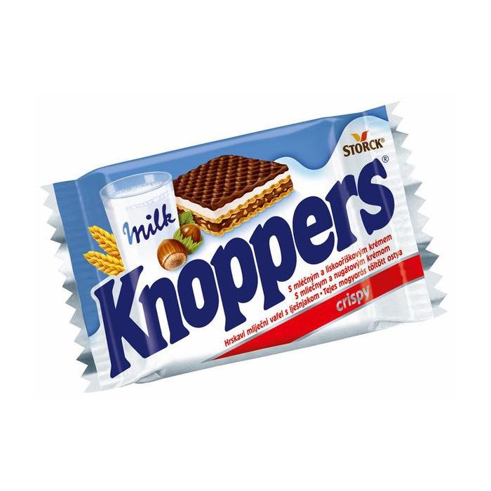 Napolitane Knoppers cu lapte si alune de padure 25 gr Napolitane Knoppers cu lapte si alune de padure 25 gr