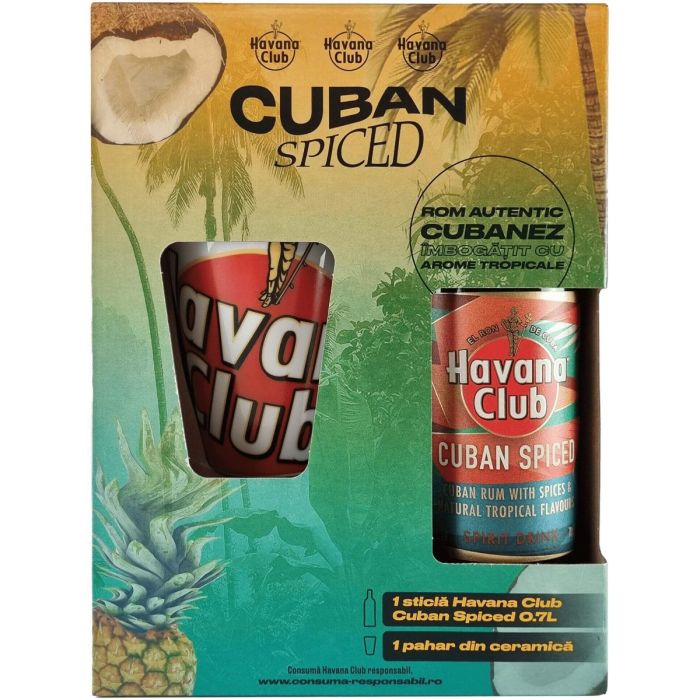 Havana Club Rom Cuban Spiced + 1 Pahar 0.7L Havana Club Rom Cuban Spiced + 1 Pahar 0.7L