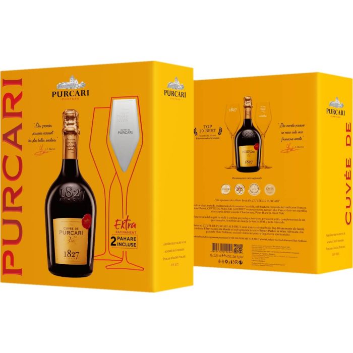 Cuvée de Purcari Vin Spumant Alb Brut 2 Pahare Cadou 0.75L